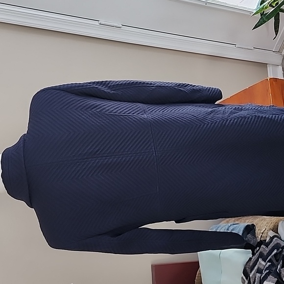 RED VALENTINO NAVY MADE IN ITALY LINED COTTEN N WOOL BLEN EMBOSSED PEA COAT EU46 - Picture 4 of 11